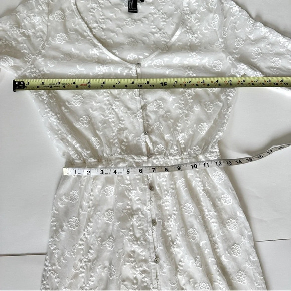 White Lacy Embroidered Maxi Dress Festival Summer Boho Kimono Medium - Picture 9 of 11